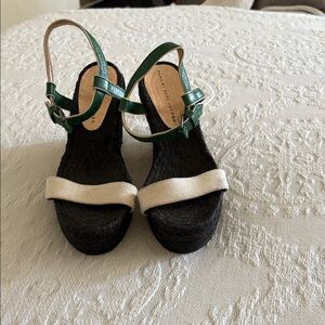 BNWOT Green and Cream Wedge Espadrille by Marc Jacobs